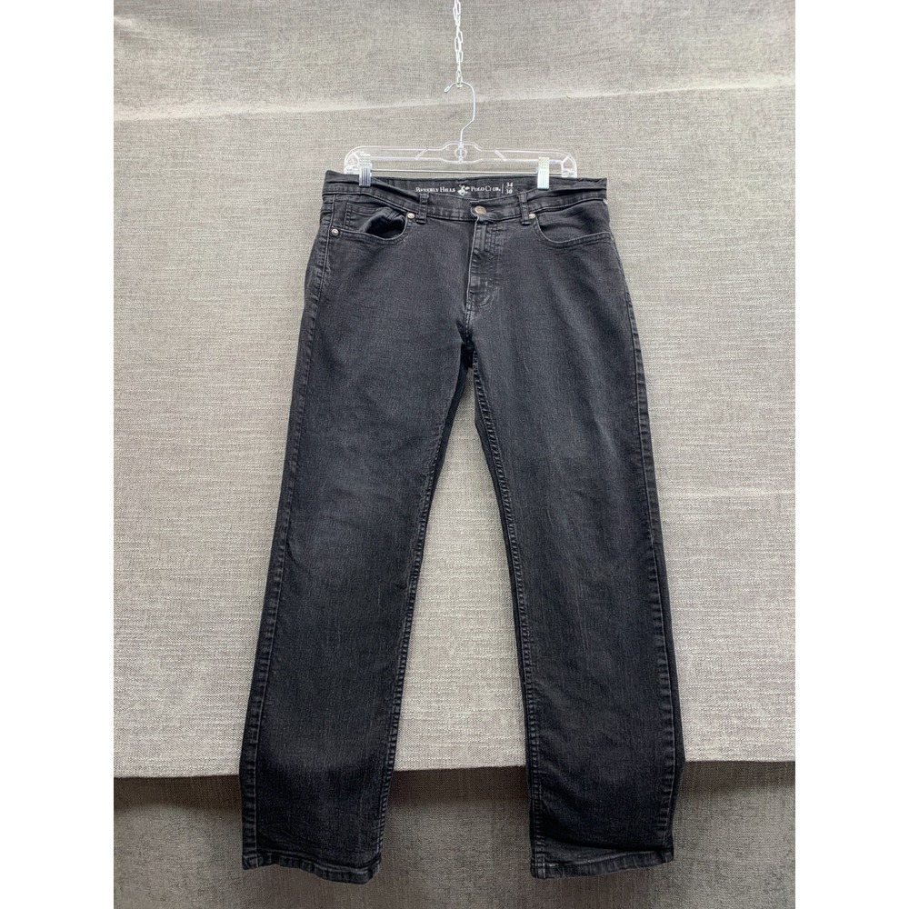 Beverly Hills Polo Club Jeans Mens 34x30 Black Denim Faded Mid Rise Straight Leg